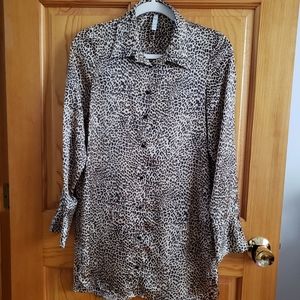 Zara Leopard Print Button Down Blouse